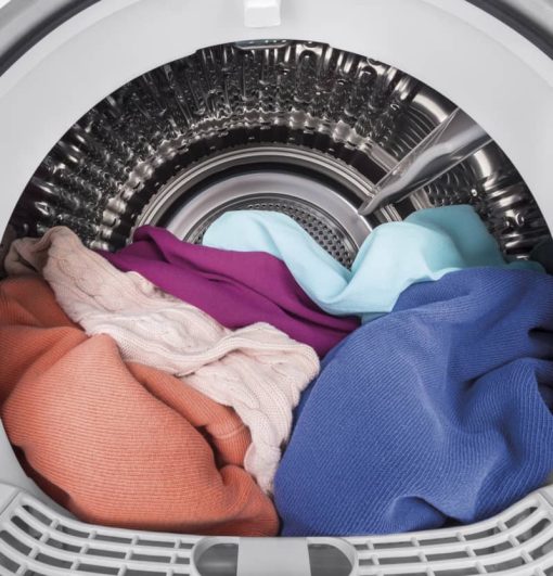 GE 4.1 Cu. Ft. White Smart Front Load Ventless Condenser Electric Dryer With Stainless Steel Basket - Image 6