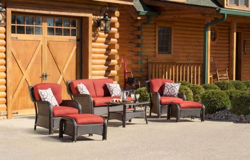 Hanover Strathmere 6-Piece Outdoor Lounge Patio Set In Crimson Red - Image 2