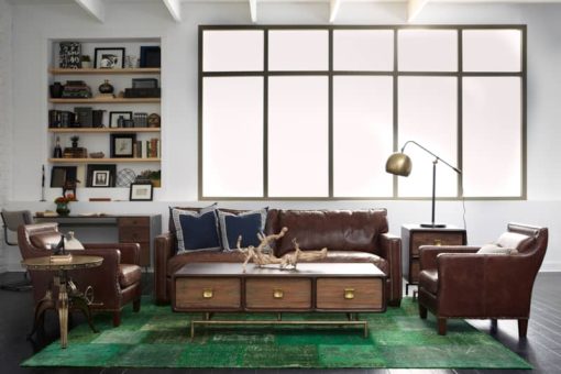 Four Hands Carnegie Collection 72" Cigar Brown Leather Larkin Sofa - Image 8