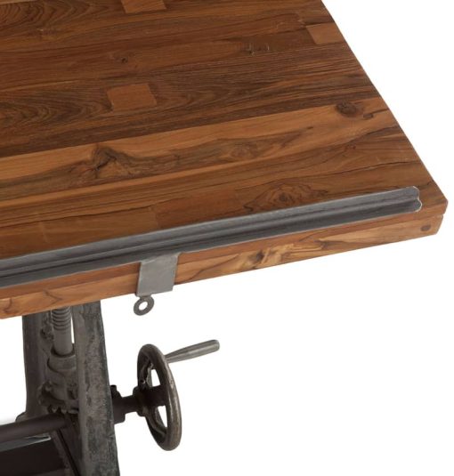 Home Trends & Design Industrial Loft Natural Teak 62" Drafting Desk - Image 9