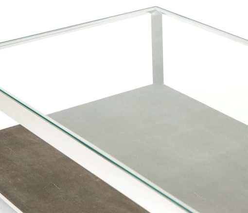 Four Hands Bentley Collection Shagreen Stainless Steel Shadow Box Coffee Table - Image 8