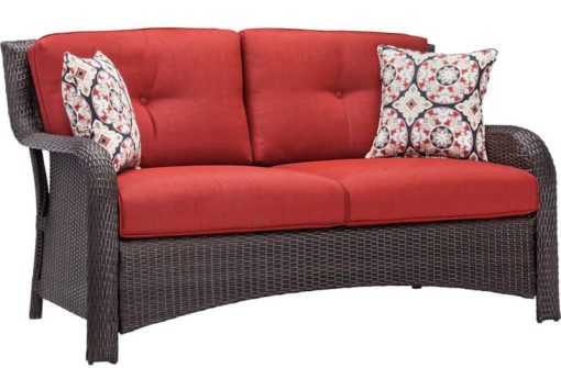 Hanover Strathmere 6-Piece Outdoor Lounge Patio Set In Crimson Red - Image 3