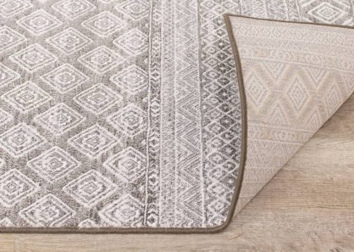 Kalora Intrigue 5'3" X 7'7" Grey Cream Trellis Banding Rug - Image 9