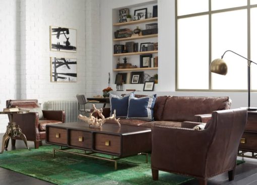 Four Hands Carnegie Collection 72" Cigar Brown Leather Larkin Sofa - Image 9