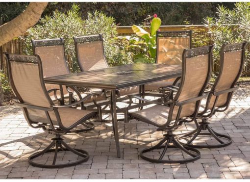 Hanover Monaco 7-Piece Dining Set With Six Swivel Rockers And A 68" x 40" Dining Table - Image 9