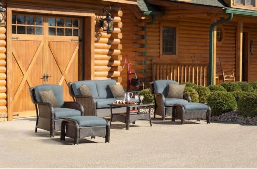 Hanover Strathmere 6-Piece Outdoor Lounge Patio Set In Ocean Blue - Image 2