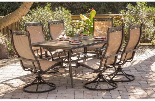 Hanover Monaco 7-Piece Dining Set With Six Swivel Rockers And A 68" x 40" Dining Table - Image 10