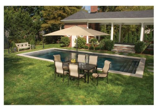 Hanover Brigantine Collection 7-Piece Dining Set with Cast-Top Table and 9 Ft. Umbrella - Image 8