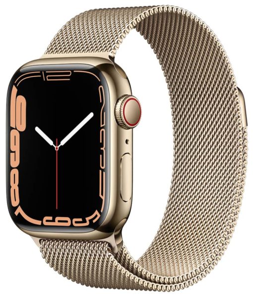Apple Watch Series 7 GPS & Cellular 41mm Gold Stainless Steel Case With Gold Milanese Loop