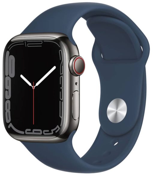 Apple Watch Series 7 GPS & Cellular 41mm Graphite Stainless Steel Case With Abyss Blue Sport Band