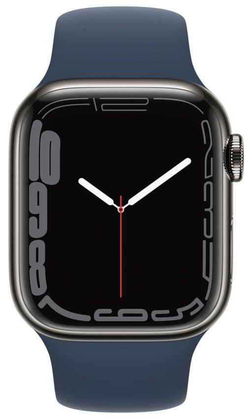 Apple Watch Series 7 GPS & Cellular 41mm Graphite Stainless Steel Case With Abyss Blue Sport Band - Image 2