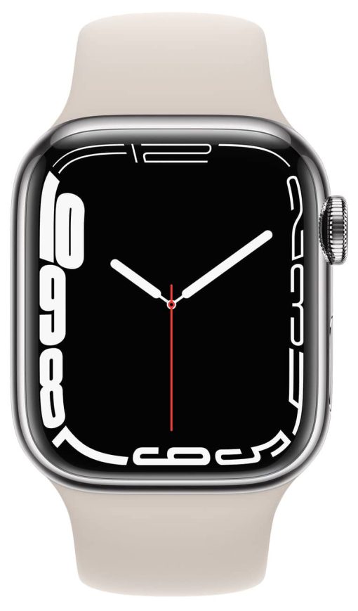 Apple Watch Series 7 GPS & Cellular 41mm Silver Stainless Steel Case With Starlight Sport Band - Image 2