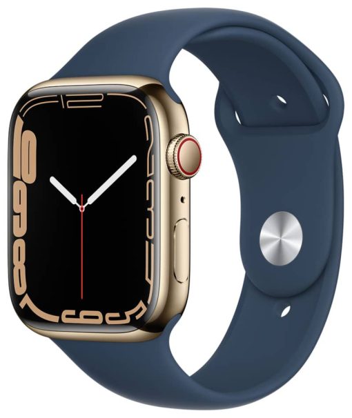 Apple Watch Series 7 GPS & Cellular 45mm Gold Stainless Steel Case With Abyss Blue Sport Band