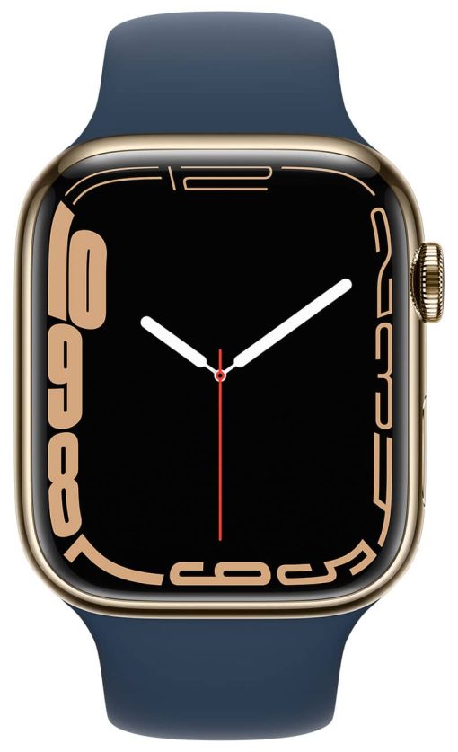 Apple Watch Series 7 GPS & Cellular 45mm Gold Stainless Steel Case With Abyss Blue Sport Band - Image 2