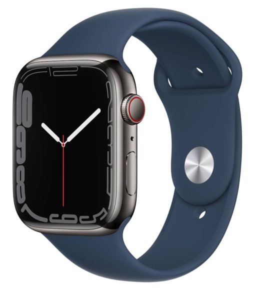 Apple Watch Series 7 GPS & Cellular 45mm Graphite Stainless Steel Case With Abyss Blue Sport Band