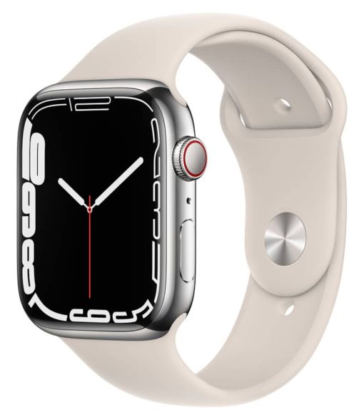 Apple Watch Series 7 GPS & Cellular 45mm Silver Stainless Steel Case With Starlight Sport Band