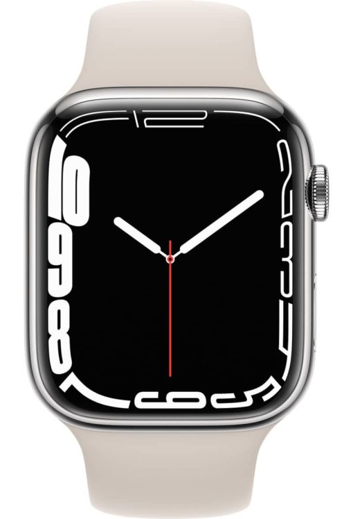 Apple Watch Series 7 GPS & Cellular 45mm Silver Stainless Steel Case With Starlight Sport Band - Image 2