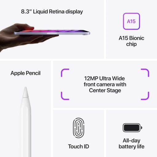 Apple iPad mini 8.3-Inch 256GB Wi-Fi + Cellular Purple (2021) - Image 8