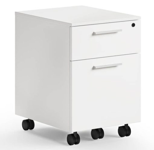 BDI Linea Satin White Mobile File Pedestal