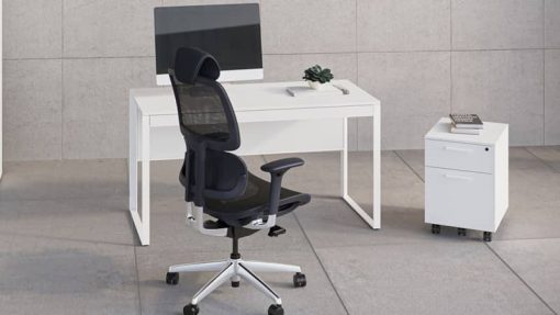 BDI Linea Satin White Mobile File Pedestal - Image 2