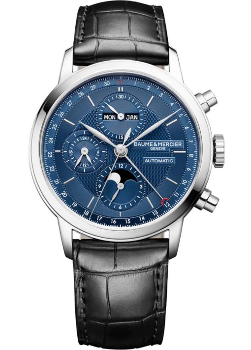 Baume & Mercier Classima Automatic Chronograph Blue Dial Black Alligator Leather Watch, 42mm