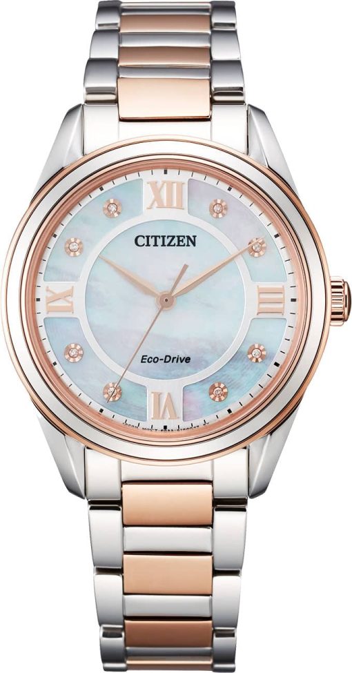 Citizen Arezzo Pink Gold Watch, White MOP Dial, 32mm