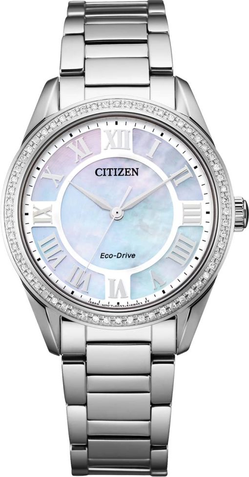 Citizen Arezzo Silver-Tone Stainless Steel Watch, White MOP Dial, 32mm