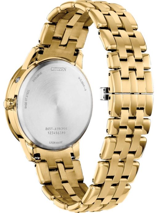 Citizen Eco-Drive Calendrier White MOP Dial Gold-Tone Stainless Steel Bracelet Watch, 37mm - Image 2