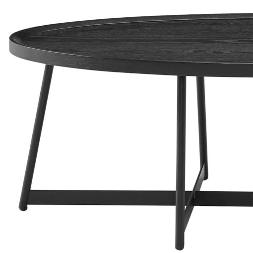 Euro Style Niklaus Black Ash 47" Oval Coffee Table - Image 3