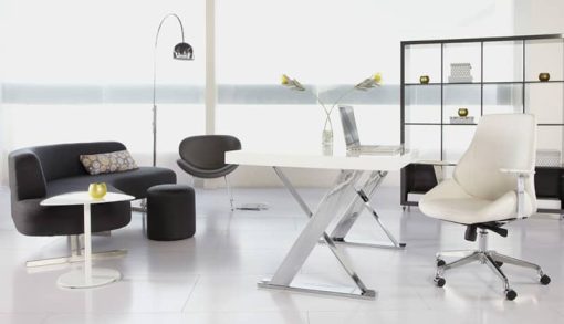 Euro Style Bergen White Low Back Office Chair - Image 9