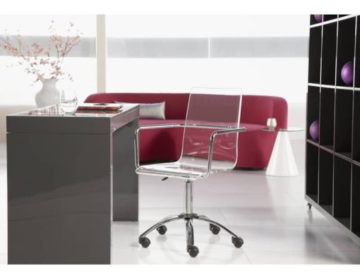 Euro Style Chloe Clear Office Chair w/ Armrests - Image 6