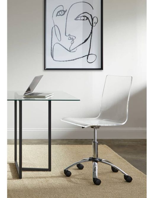 Euro Style Chloe Clear Office Chair w/o Armrests - Image 8