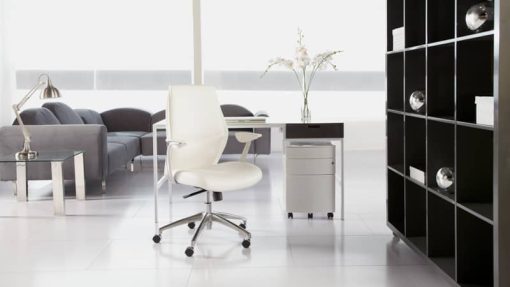 Euro Style Crosby White Low Back Office Chair - Image 7