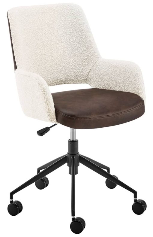 Euro Style Desi Ivory & Brown Office Chair