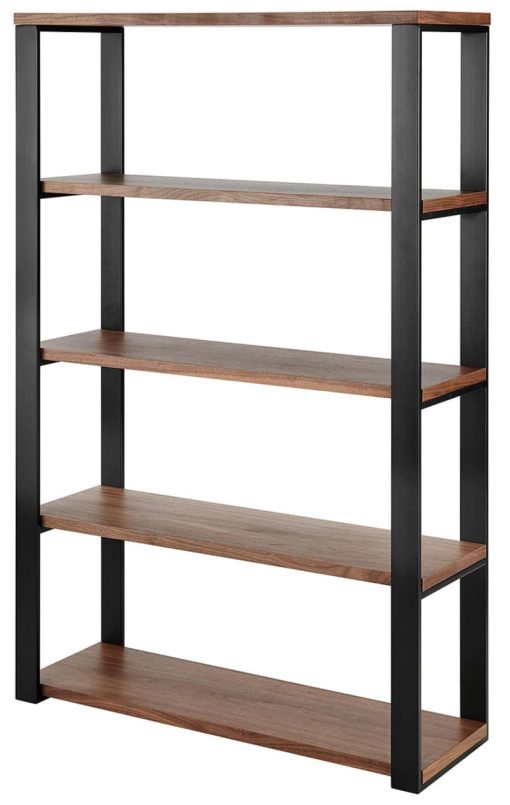 Euro Style Dillon 40" Shelving Unit In American Walnut Veneer w/ Matte Black Frame - Image 3