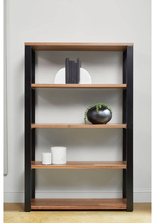 Euro Style Dillon 40" Shelving Unit In American Walnut Veneer w/ Matte Black Frame - Image 6