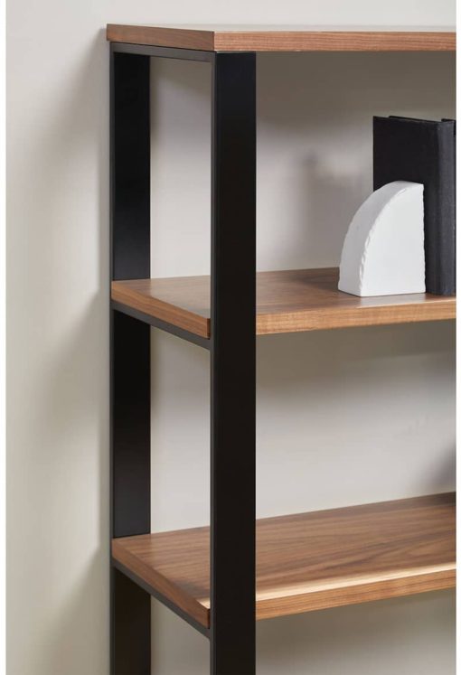 Euro Style Dillon 40" Shelving Unit In American Walnut Veneer w/ Matte Black Frame - Image 7
