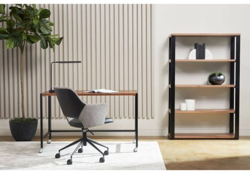 Euro Style Dillon 40" Shelving Unit In American Walnut Veneer w/ Matte Black Frame - Image 5