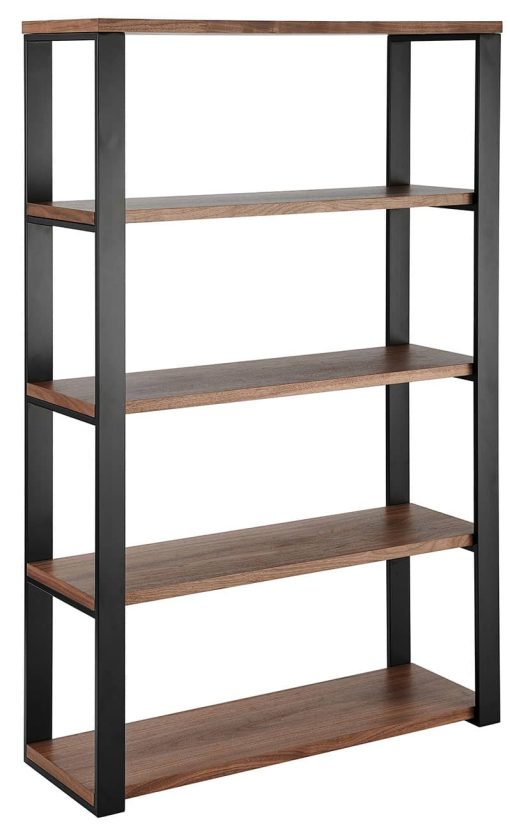 Euro Style Dillon 40" Shelving Unit In American Walnut Veneer w/ Matte Black Frame