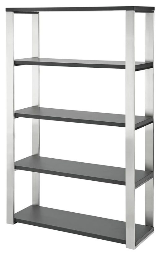 Euro Style Dillon 40" Shelving Unit In Matte Anthracite w/ Brushed Stainless Steel Frame - Image 3