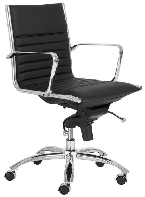 Euro Style Dirk Black/Chrome Low Back Office Chair