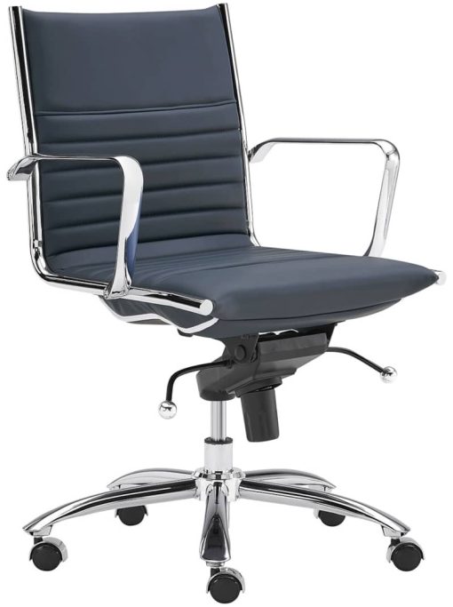 Euro Style Dirk Blue/Chrome Low Back Office Chair