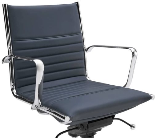 Euro Style Dirk Blue/Chrome Low Back Office Chair - Image 6