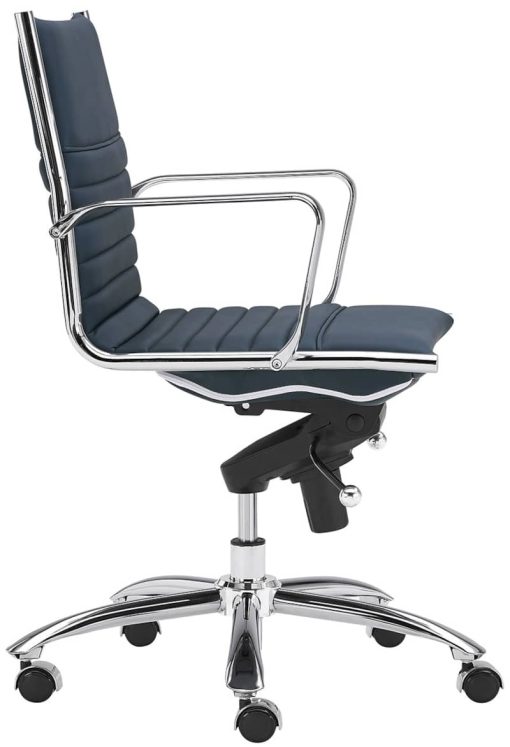 Euro Style Dirk Blue/Chrome Low Back Office Chair - Image 3