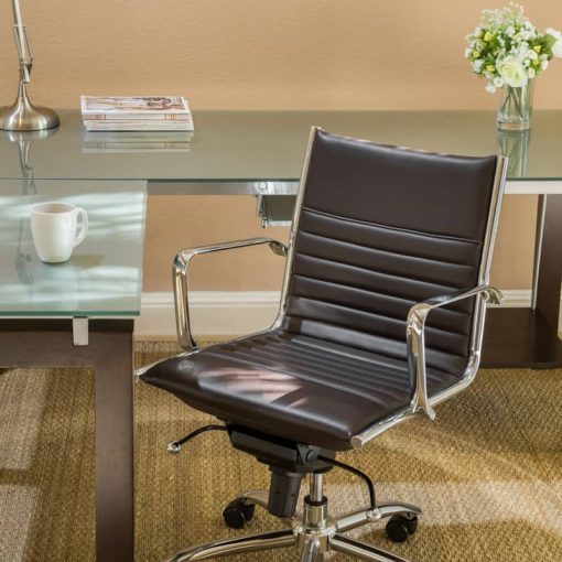 Euro Style Dirk Brown/Chrome Low Back Office Chair - Image 5