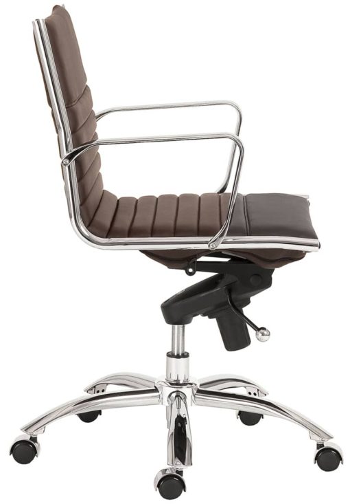 Euro Style Dirk Brown/Chrome Low Back Office Chair - Image 3