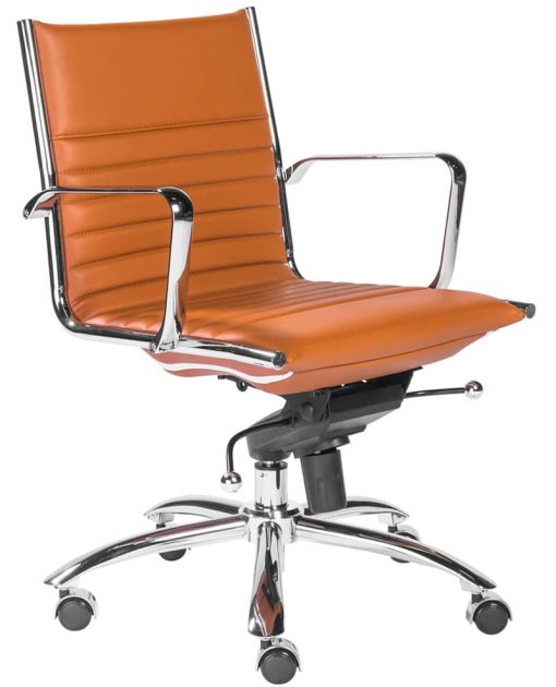 Euro Style Dirk Cognac/Chrome Low Back Office Chair
