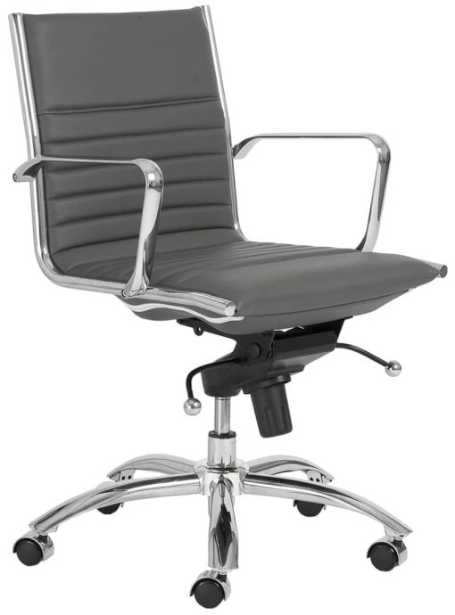 Euro Style Dirk Grey/Chrome Low Back Office Chair