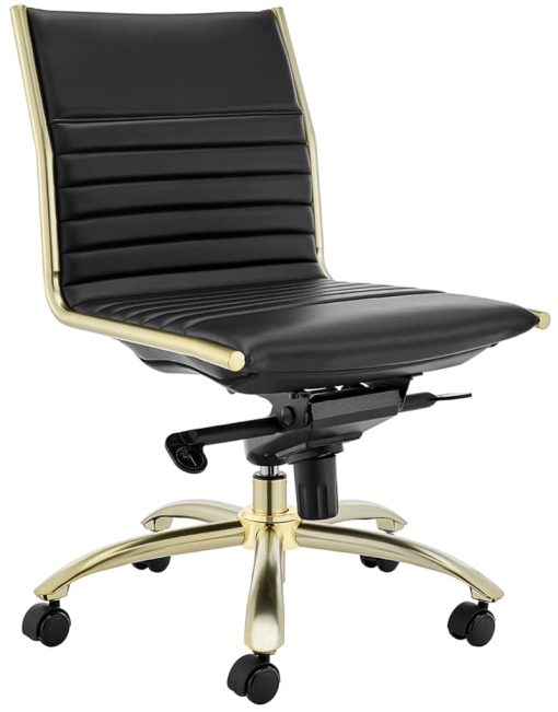 Euro Style Black & Gold Dirk Low Back Without Armrests Office Chair - Image 5