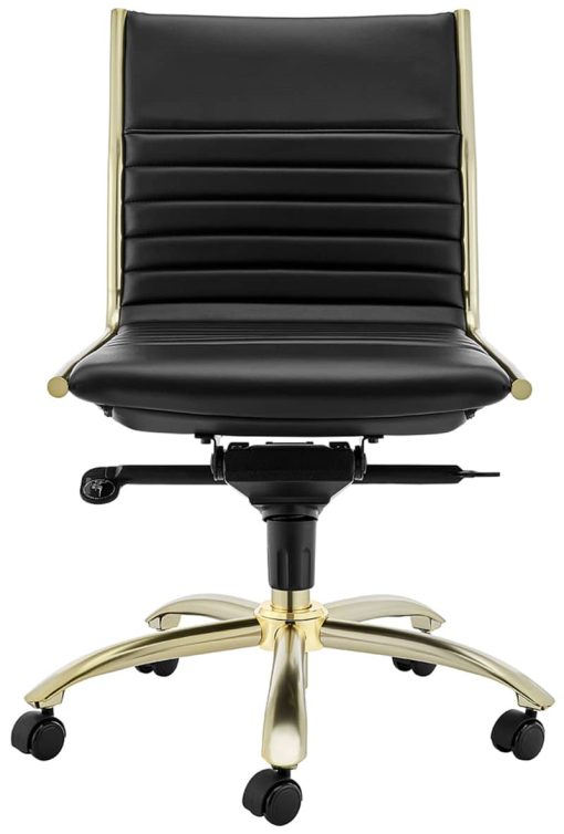 Euro Style Black & Gold Dirk Low Back Without Armrests Office Chair - Image 2